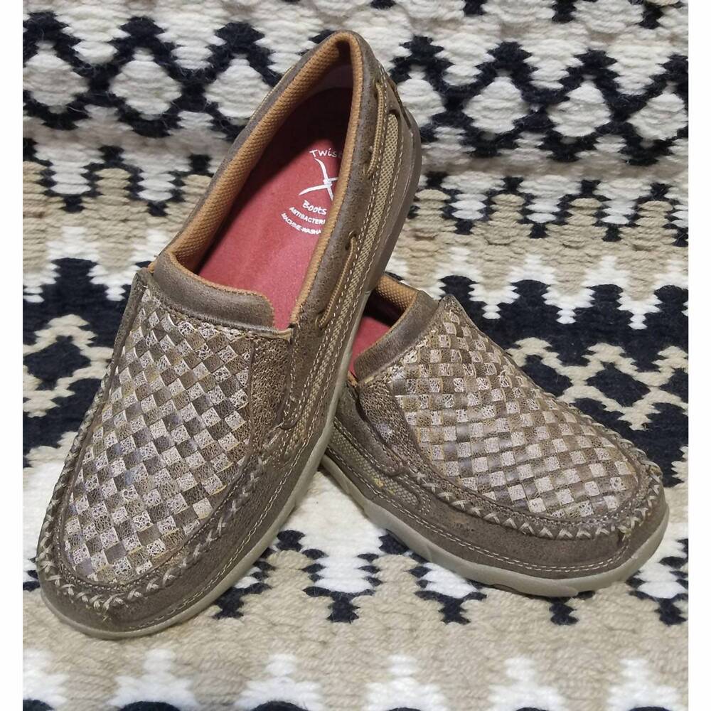 Twisted X Women's Metallic Taupe Woven Slip-On Loafers